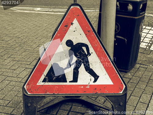 Image of Vintage looking Roadworks sign