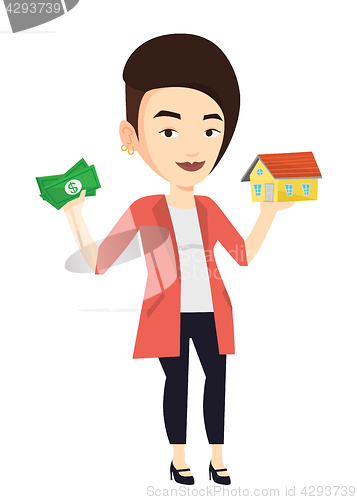 Image of Woman buying house thanks to loan.