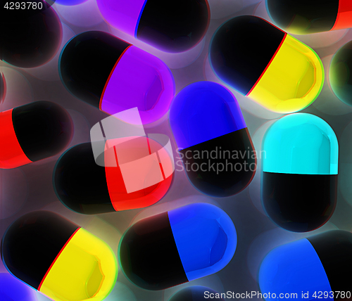 Image of Tablets background. 3D illustration. Anaglyph. View with red/cya