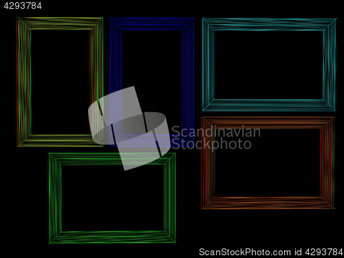 Image of Abstract frames. Conceptual design. 3D illustration. Anaglyph. V