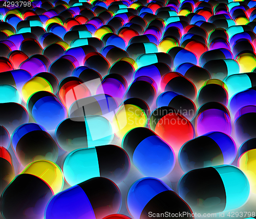 Image of Tablets background. 3D illustration. Anaglyph. View with red/cya