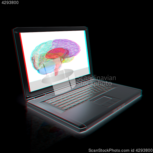 Image of creative three-dimensional model of  human brain scan on a digit