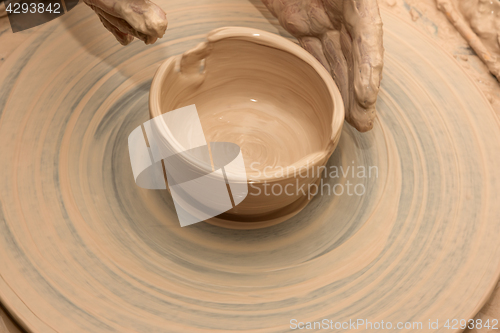 Image of Process of making clay bowl 