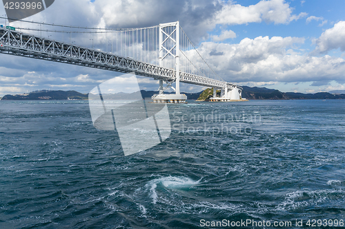 Image of Onaruto Bridge and Whirlpool with blue sky