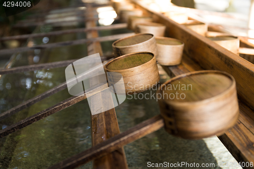Image of Japanese ladle in Japanese Temple