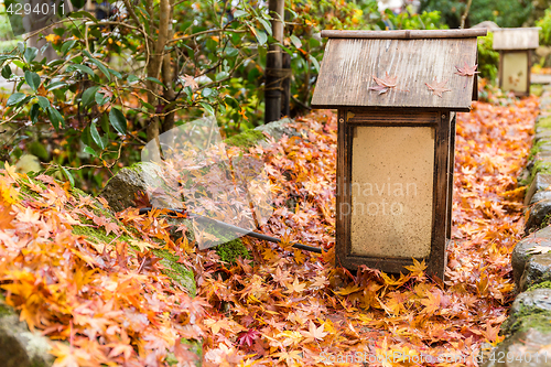 Image of Wooden lantern in Japanese temple