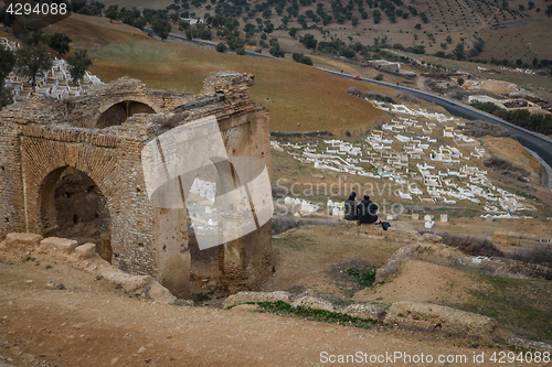 Image of Couple on the hill over the cementery Fez, Morocco North Africa