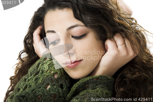 Image of Beautiful woman thinking