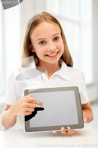 Image of smiling student girl with tablet pc computer