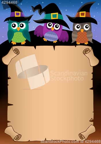 Image of Halloween parchment with owls theme 1