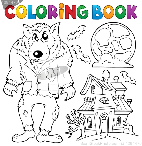 Image of Coloring book werewolf theme