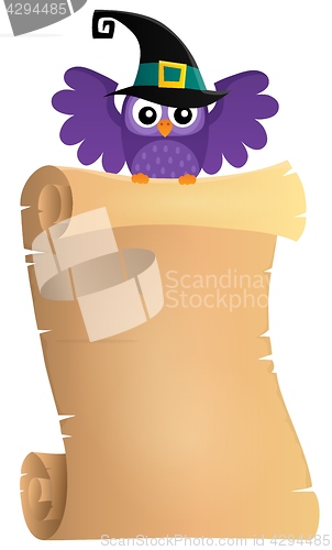 Image of Halloween owl holding parchment theme 1