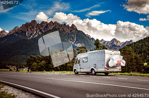 Image of Family vacation travel, holiday trip in motorhome