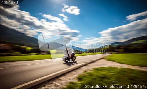 Image of Blurred motion Bikers on the road