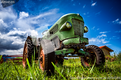 Image of Old tractor in the Alpine meadows