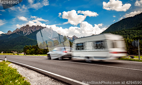 Image of Family vacation travel, holiday trip in motorhome