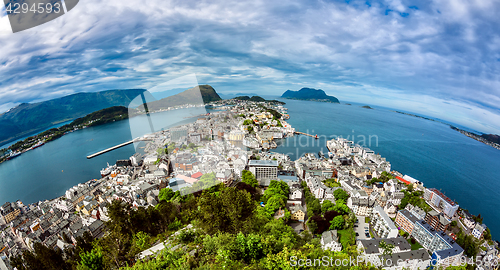 Image of Aksla at the city of Alesund fisheye lens , Norway