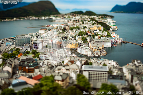 Image of Aksla at the city of Alesund tilt shift lens, Norway