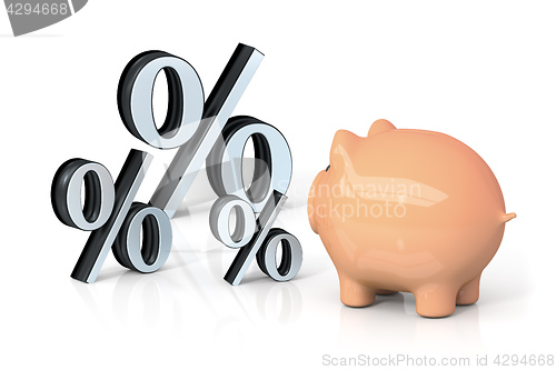 Image of a piggy bank is looking for percentage