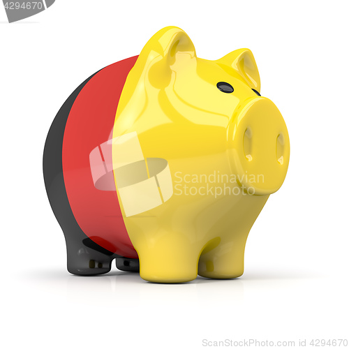 Image of fat piggy bank in german colors