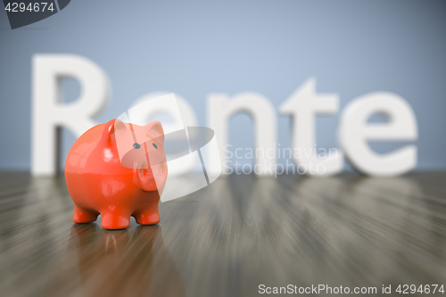 Image of piggy bank with the word pension in german language