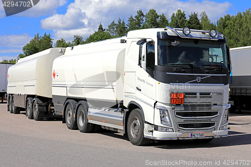 Image of White Volvo FH Fuel Tanker for ADR Gasoline Transport