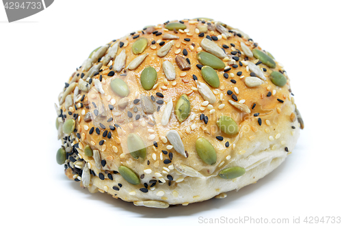 Image of Healthy looking bun with pumpkin seed, sunflower seed and sesame