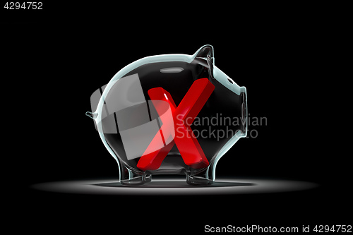 Image of a piggy bank with a red cross inside