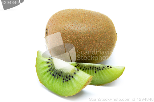 Image of Kiwi fruit, slice of qiwi isolated on white background