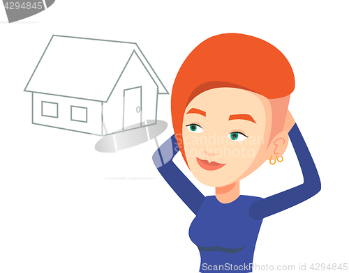 Image of Woman dreaming about buying new house.