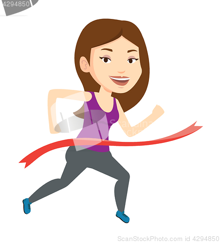 Image of Athlete crossing finish line vector illustration.