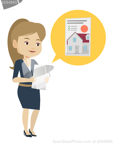 Image of Woman looking for house vector illustration.