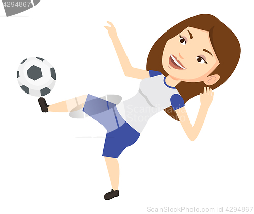 Image of Soccer player kicking ball vector illustration.