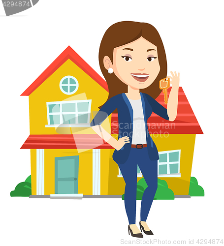 Image of Real estate agent with key vector illustration.