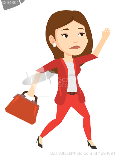 Image of Sad business woman running vector illustration.