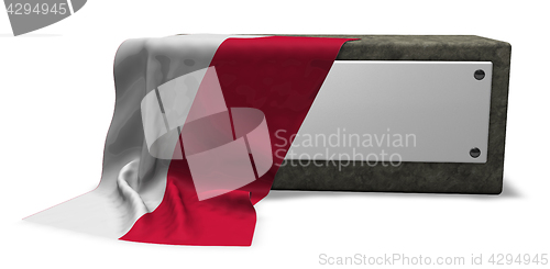 Image of stone socket with blank sign and flag of poland - 3d rendering