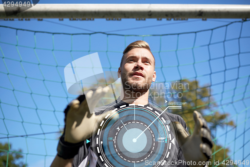 Image of goalkeeper or soccer player at football goal