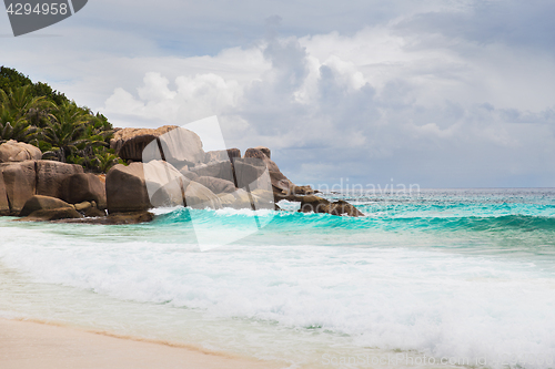 Image of island beach in indian ocean on seychelles