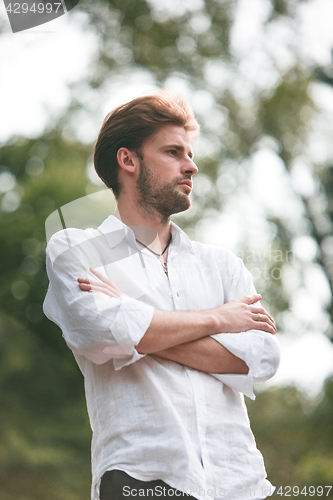 Image of The young man at forest