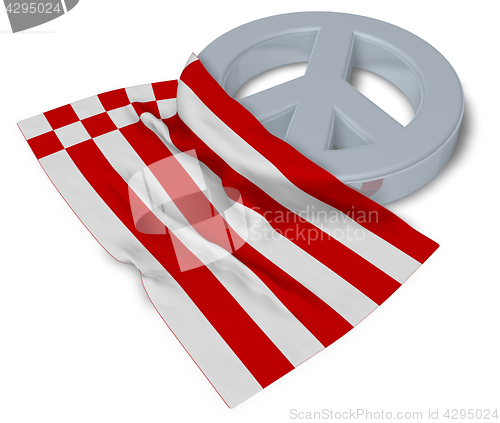 Image of peace symbol and flag of bremen - 3d rendering