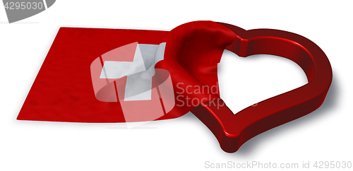 Image of  flag of switzerland and heart symbol - 3d rendering