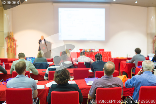 Image of Audience in lecture hall on scientific conference.