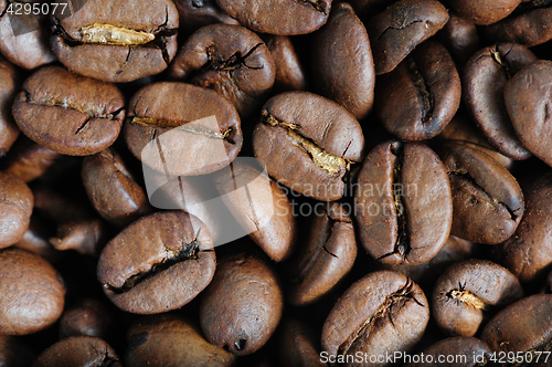Image of roasted coffee beans macro