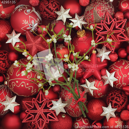 Image of Christmas Mistletoe and Bauble Decorations