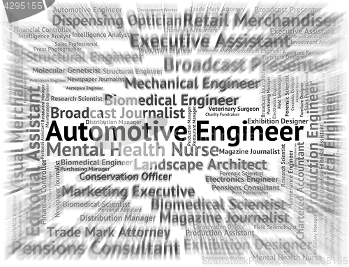 Image of Automotive Engineer Shows Mechanics Words And Text