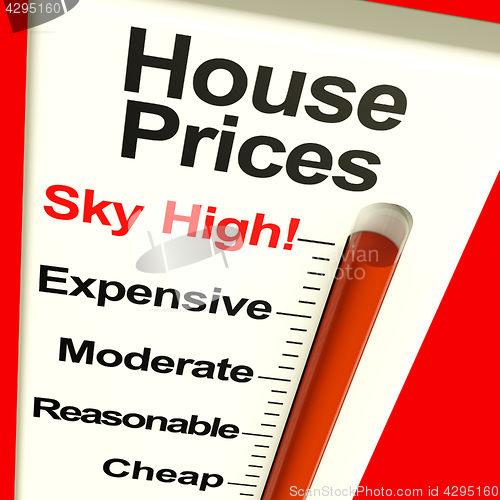 Image of House Prices High Monitor Showing Expensive Mortgage Costs