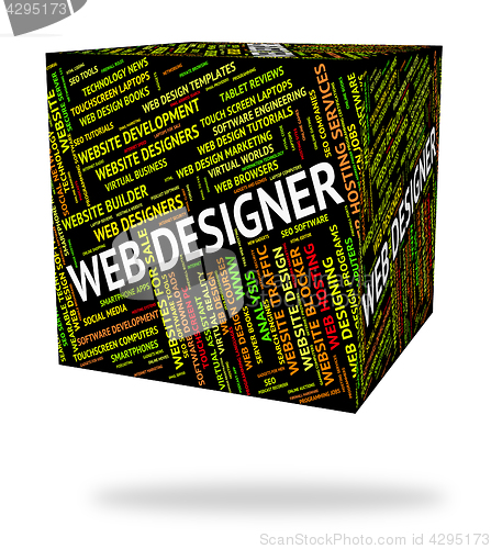 Image of Web Designer Shows Words Designing And Net