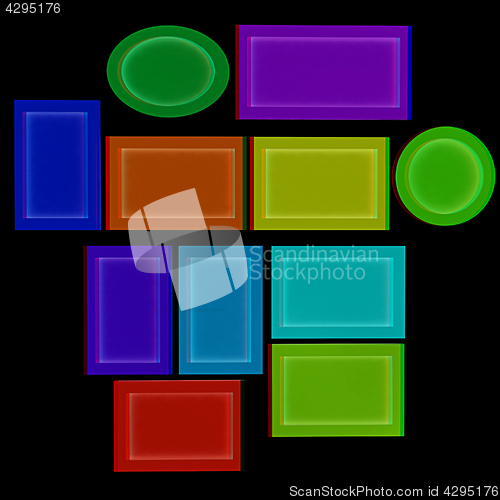 Image of Abstract frames. Conceptual design. 3D illustration. Anaglyph. V