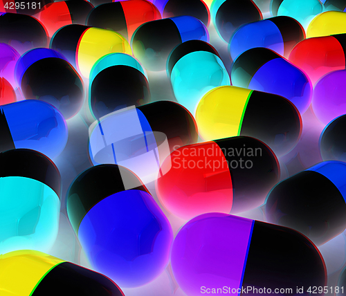 Image of Tablets background. 3D illustration. Anaglyph. View with red/cya