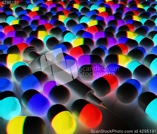 Image of Tablets background. 3D illustration. Anaglyph. View with red/cya